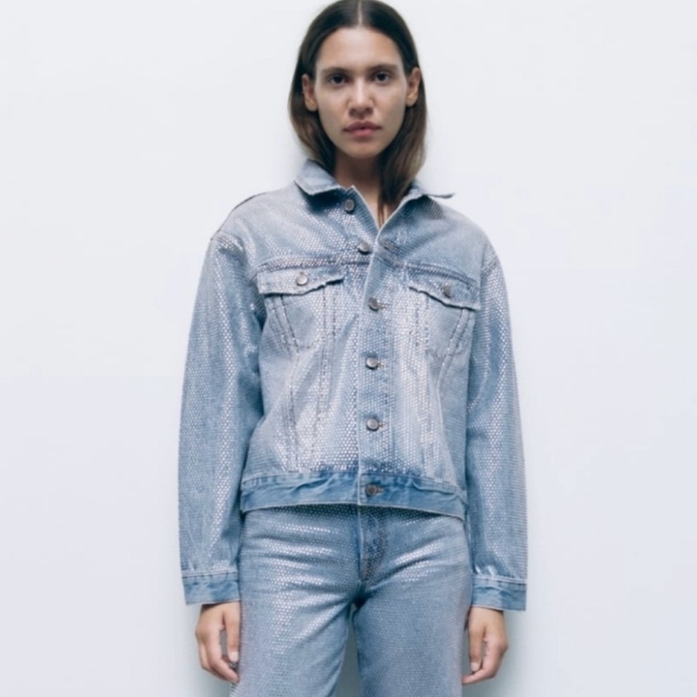 Zara collection crystal denim jacket * size small